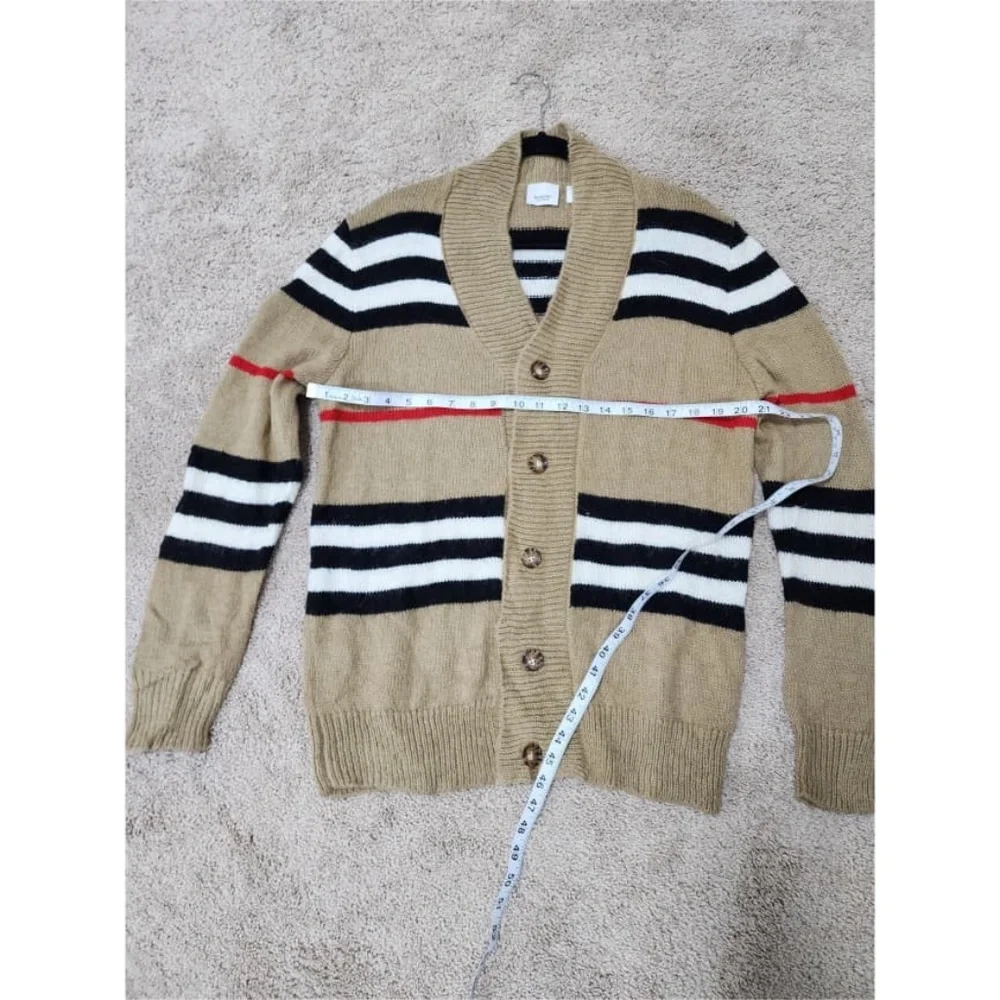 Authentic Burberry Women's Striped V-Neck Button Cardigan Mohair Blend - Picture 6 of 12